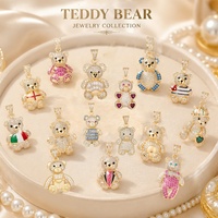Pendentif Ourson Mignon en Laiton Plaqué Or 14K avec Zircon Cubique, Bijoux Fantaisie en Gros, Cadeau, Personnalisation OEM