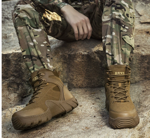 HPB01 Promotion Stock - Bottes d'entraînement en daim marron désertique et noir AS33 - Bottes de combat Coyote Brown, Khaki, Noir - Product Image 5