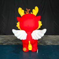 Mascotte gonflable géante de dessin animé 4m Dragon Rouge en tissu Oxford imperméable avec ventilateur intégré résistant au soleil pour la publicité chinoise