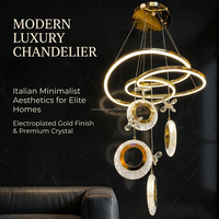 Lustre moderne en cristal TK, suspension en aluminium haut de gamme, hauteur réglable, 220V, tricolore, finition or, pour plafond domestique