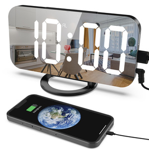 <b>Led</b> Alarm <b>Clock</b> With Dual Usb Output Mirror Finish Digital <b>Clock</b> For Desk Charging And Snooze Function - Product Image 1