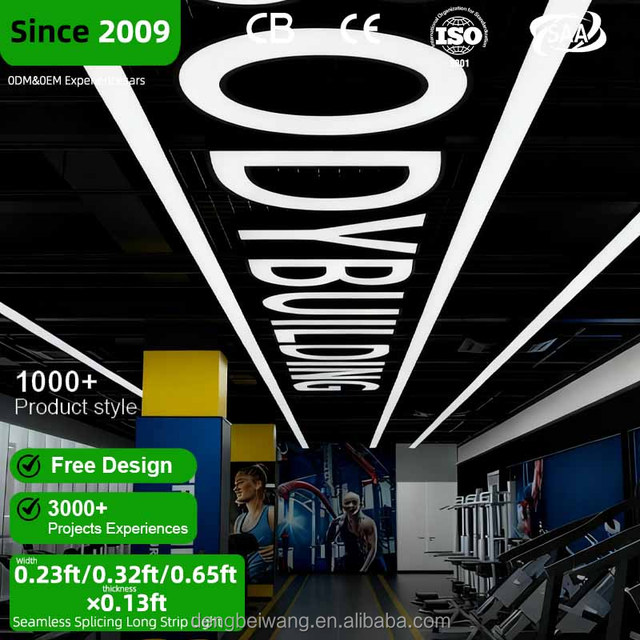DBW Customized Aluminum Linear Pendant LED Light Black CRI Ra90 Dimmable IP20 for Office Hotel Supermarket