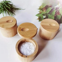 Ensemble de pots à épices en bambou style américain avec couvercle magnétique et cuillère, personnalisables avec logo, pour sel et poivre, de qualité supérieure et à prix abordable
