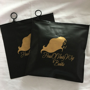 Custom Black Matte PVC Zipper Bag with Ring Pull Closure Gold Logo Printing for Apparel Cosmetic Packaging OEM - Product Image 5