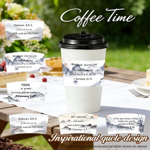 Fascette Personalizzate per Tazze da Caffè con Versetti Biblici in Spagnolo, Portabevande Monouso per Bevande Calde, Involucri per Tazze da Caffè per Amanti - Product Image 4