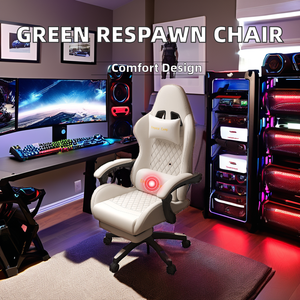 เก้าอี้เล่นเกมหนัง PU สีเขียว-บริการสูงสำหรับสำนักงานหรือห้องเล่นเกมดีไซน์ใหม่เรียบง่าย - Product Image 2