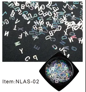 Private Label Wholesale Multicolor Nail Laser Alphabet DIY Nail Art Sticker Decoration Tiny Slices Fingernails Accessories
