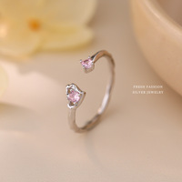 Bijoux Damila, style coréen, design géométrique, argent sterling 925, zircone cubique rose, bagues ouvertes pour femmes, à porter tous les jours