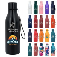 Bouteille d'eau thermique à double paroi au fini satiné sophistiqué avec anse de transport de couleur assortie pour le fitness
