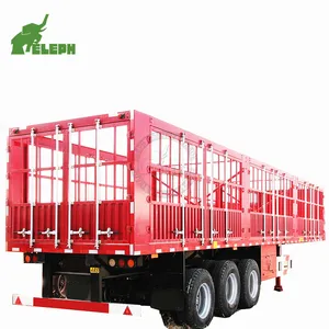 Eleph 40英尺货运卡车侧壁围栏桩双层牲畜/蔬菜运输半卡车拖车