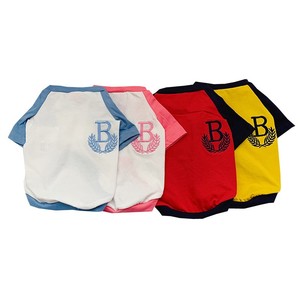 T-shirts assortis mignons avec la lettre B pour le propriétaire et le chien, jaune et bleu, en coton, vêtements de loisirs pour toutes les saisons, ensemble de vêtements pour animaux de compagnie - Product Image 2