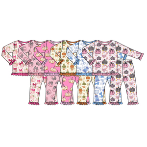 Combinaison à fermeture éclair pour bébés filles, motif citrouille personnalisé, tenues d'automne, vente en gros, vêtements assortis pour sœurs, prix d'usine, boutique de vêtements - Product Image 2