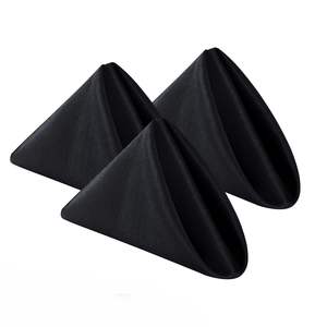 Servilletas de Tela de Poliéster - 19*19 Pulgadas, Negras, Lavables, con Bordes Dobladillos para Restaurante/Boda/Hotel - Product Image 1