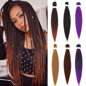 Extensions de cheveux synthétiques en fibre Kanekalon, queue de cheval tressée, 28, 32, 36 pouces, violet foncé, pour femmes - Product Image 2