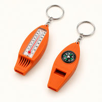 Sifflet d'extérieur 4-en-1 avec boussole et thermomètre, accessoire de signalisation portable pour la randonnée, le camping et les voyages