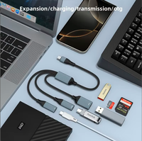 Adaptador 4 en 1 con Doble USB Tipo-C Hembra + Tipo-C Hembra, Carga Rápida PD, Transferencia de Datos, Base de Conexión para PC, Unidad Flash USB