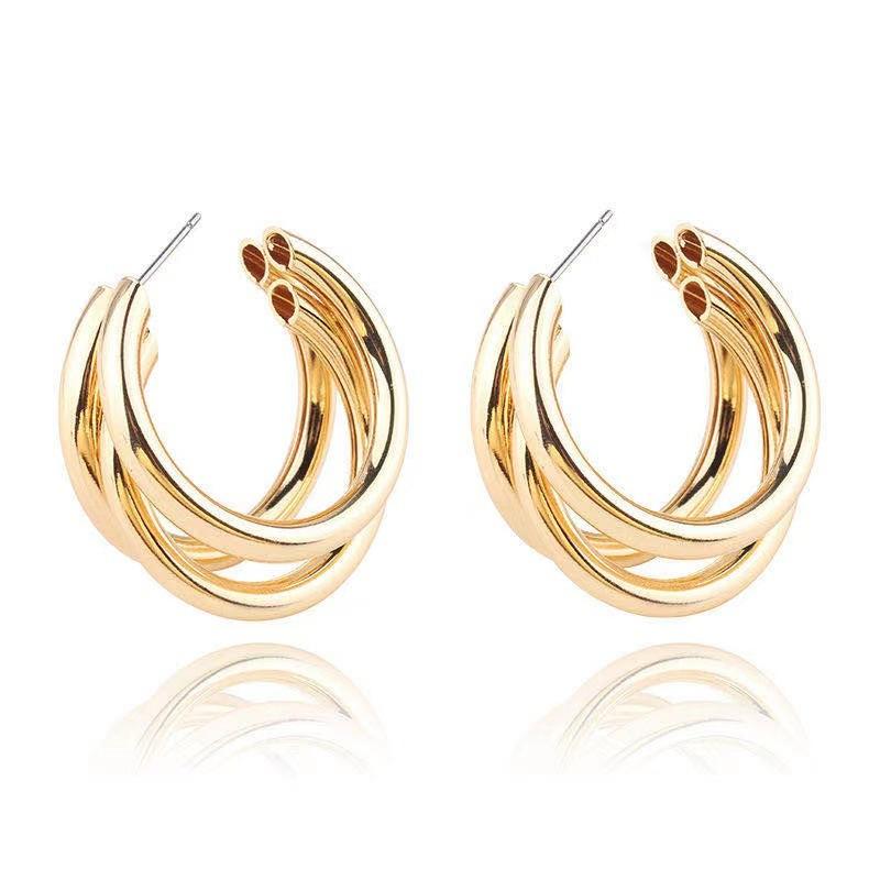 Three-wire hollow earrings