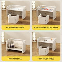 Ensemble de chaise et table d'étude en plastique moderne pour enfants, table de construction à double face, gain de place, multifonctionnel, pliable, avec rangement