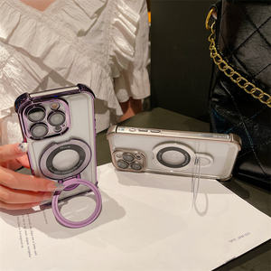 Nouvelle couverture antichoc d'espace acrylique Transparent avec porte-anneau en métal étui de téléphone électrolytique pour <span class=keywords><strong>iPhone</strong></span> 11 <span class=keywords><strong>12</strong></span> 13 14 15 <span class=keywords><strong>Pro</strong></span> Max - Product Image 6