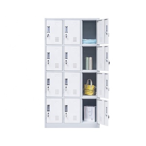 Armoire de rangement métallique gris clair à 12 portes avec serrure à clé, casier de travail, casier de vestiaire, casier pour employés - Product Image 3