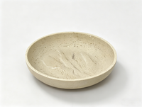 Plateau décoratif en résine texturée travertin beige, plateau de rangement rond pour salle de bain, bol de rangement, plateau à bijoux, plateau de vanité