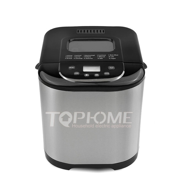 650W 2LB Capacity 15 Settings Gluten Free Stainless Steel Electric Bread Maker