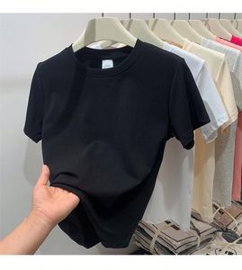 T-<span class=keywords><strong>shirt</strong></span> en <span class=keywords><strong>coton</strong></span> noir à manches courtes pour <span class=keywords><strong>femme</strong></span>, version coréenne, ample, col rond, haute qualité, nouvelle collection été, streetwear - Product Image 3