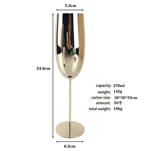 9oz Unbreakable Silver/Gold/Rose Gold/Black Elegant Stainless Steel <strong>Champagne</strong> <strong>Flutes</strong> for Wedding Anniversary Christmas - Product Image 2