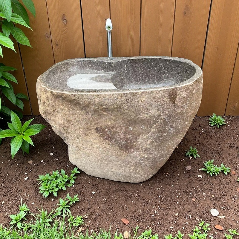 Natural Large River Pebble Rock Stone Wash Basin Freestanding