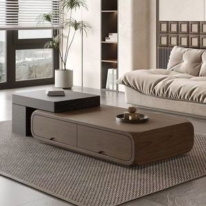 Tavolino <span class=keywords><strong>da</strong></span> Caffè in Noce Italiano Allungabile, Moderno e Minimalista per Piccoli Soggiorni, Arredamento per Casa - Product Image 4