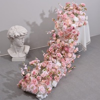 Guirlande de fleurs artificielles O-R001 pour mariage, rangée de fleurs en soie blanches et roses, centres de table, chemins de table pour arche de mariage