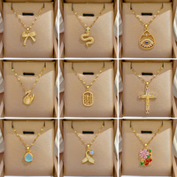 Kalung Liontin Fashion Unisex Model Rantai Baja Anti Karat Lapis Emas Asli dengan Hiasan Mikro Klasik, Gaya Selebgram, untuk Pria dan Wanita