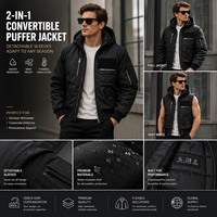 Veste d'hiver matelassée convertible pour homme sur mesure avec manches amovibles et capuche – Fabricant