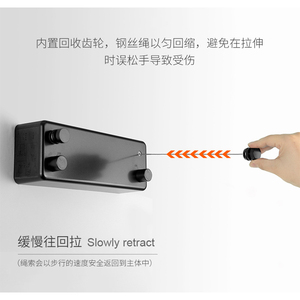 <span class=keywords><strong>Tendedero</strong></span> Retráctil de Pared de Acero Inoxidable Negro Rectangular Moderno de 4.2m con Doble Línea y <span class=keywords><strong>Tendedero</strong></span> Individual Blanco de Metal ABS - Product Image 3