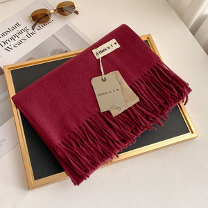 2025 automne hiver Style coréen atmosphère Polyester couleur unie motif géométrique respirant <span class=keywords><strong>écharpe</strong></span> femmes longue chaude polyvalent - Product Image 5