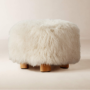 Muebles modernos Base de madera Hogar Dormitorio Sala de estar Tela de piel de oveja Tapizado Zapato Pufs Tocador Taburetes Otomanos - Product Image 3