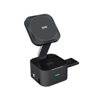 Support de charge sans fil 3-en-1 pliable et extensible de qualité supérieure AFY GY-W24, nouveau, avec charge rapide Type-C 25W pour téléphone, montre et écouteurs