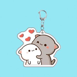 Llaveros de acrílico con diseño de pareja de gatos de dibujos animados Peach y Goma, para accesorios, colgante de bolso, llavero, joyería, regalos para fans y amantes - Product Image 6