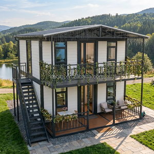 Maison conteneur de luxe pliable et extensible à 2 étages, <span class=keywords><strong>villa</strong></span> modulaire préfabriquée de 40 pieds, maison mobile empilable à double étage avec terrasse - Product Image 2