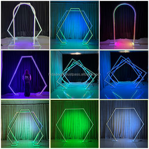 Túnel de luz RGB personalizado LEDA para decoración de entrada de fiesta de boda, soporte de metal de fondo - Product Image 5