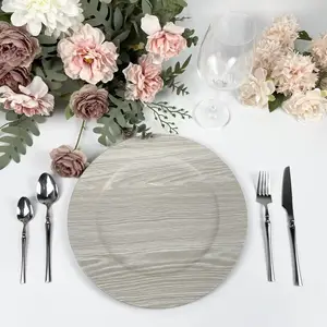 新设计OEM白色圆形深色木制塑料充电板美式婚礼晚餐菜肴