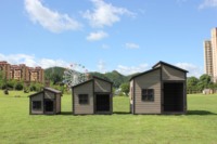 Nichoir pour chien en bois d'extérieur, résistant aux intempéries, isolé, panneau inférieur amovible, facile à nettoyer, grand, confortable, toit en bois, bouton tout-en-un