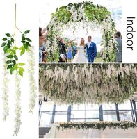 Guirlande de fleurs artificielles de glycine en soie pour décoration murale, mariage, fête et maison