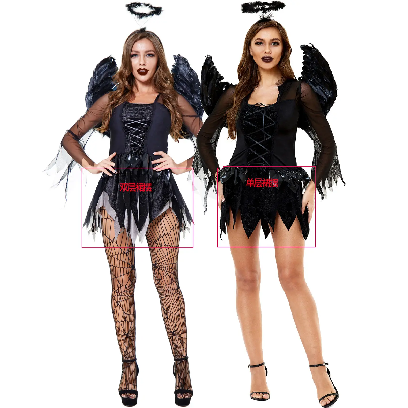 Fantasia de Halloween para mulheres, fantasia de vampiro fantasma para mulheres, cor de anjo escuro, fantasia de Halloween para adultos, fantasia de Halloween para carnaval