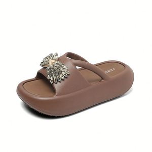 3 Stylish Rhinestone Bow Thick Sole Sandals Women Summer Outdoor <b>Beach</b> Casual <b>Shoes</b> - Product Image 5