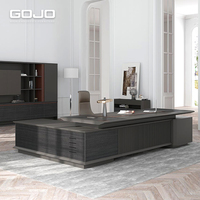 Ensemble de mobilier de bureau de direction haut de gamme en forme de L, bureau de PDG en bois, table de bureau commerciale