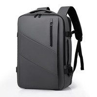 Sac à dos imperméable en PU grande capacité, sac à dos pour ordinateur portable tendance avec capacité extensible pour les voyages d'affaires, les étudiants et les voyages, avec port USB