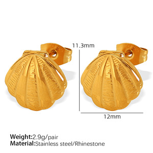 ต่างหูแฟชั่นสแตนเลสสีสันสดใสทำจากหินไรน์สโตนต่างหูชุบทองกันน้ำ - Product Image 5