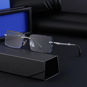 Gafas de sol sin montura hechas a medida para hombre, lentes negras de PC con protección UV400, estilo Instagram, venta al por mayor transfronteriza - Product Image 5