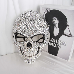 Máscara de Calavera con Pedrería, Estilo Horror, de Plástico, para Fiestas, Halloween, Navidad, Carnaval, Accesorio DIY - Product Image 5